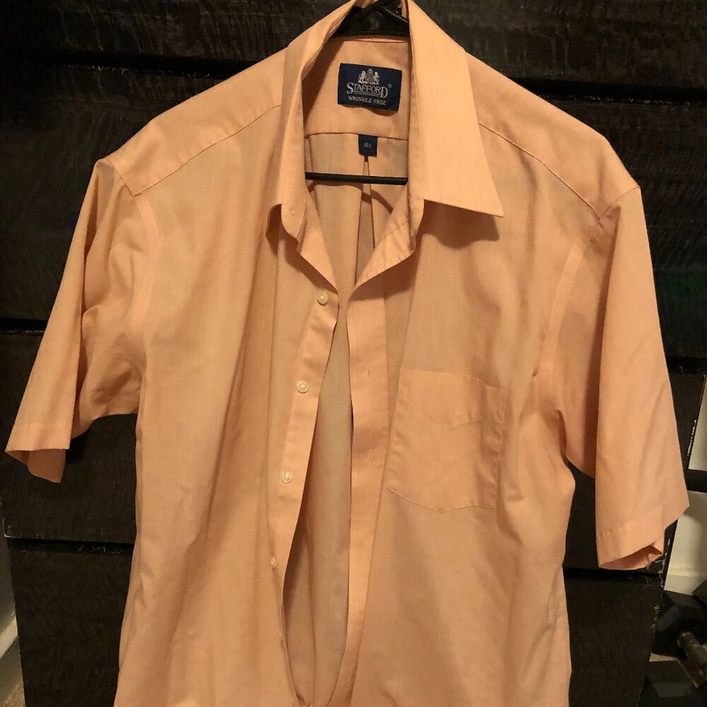 Men's Stafford Short-Sleeved Collared Shirt Size Large 16 1/2.